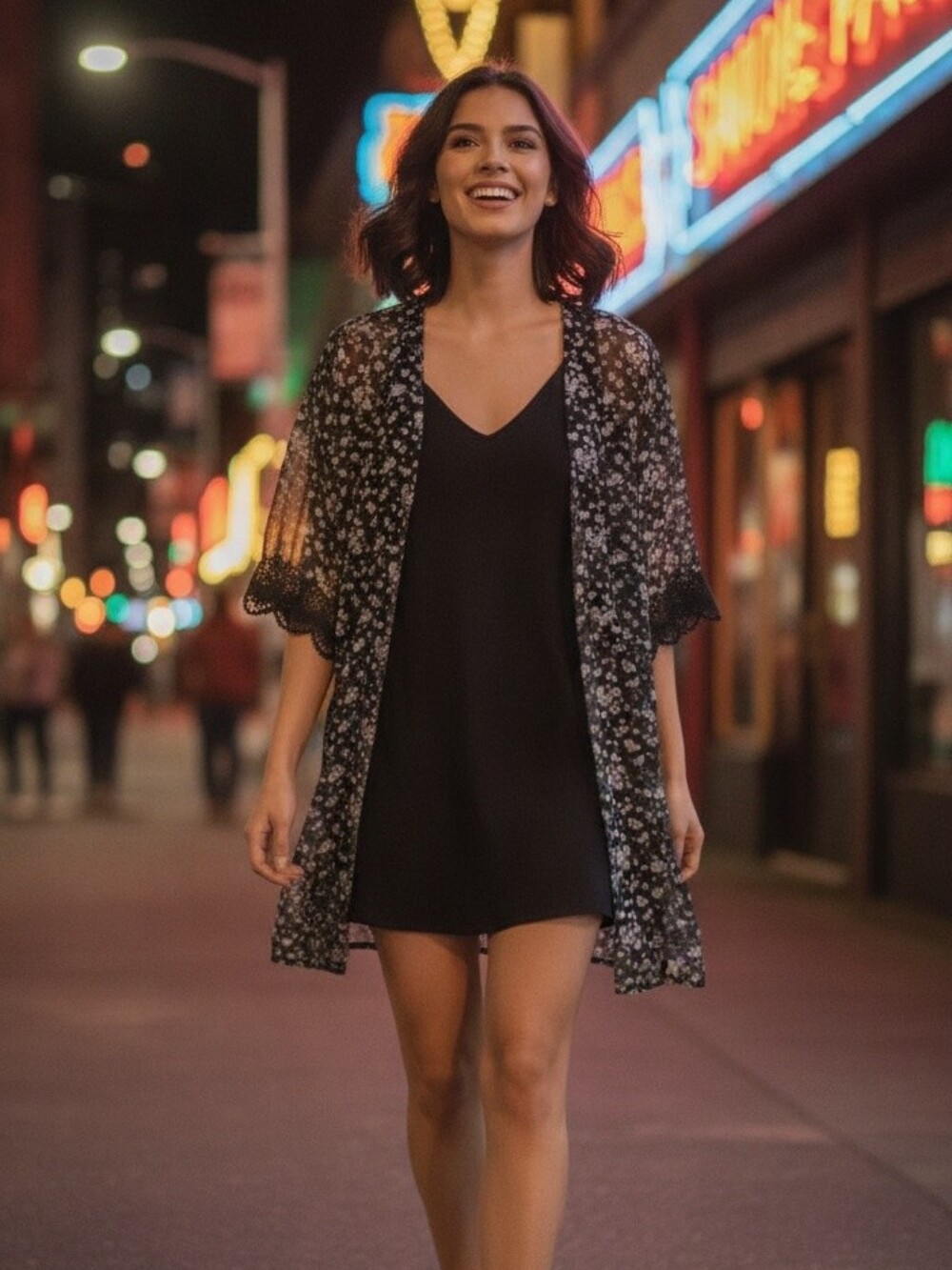 Wallflower Black Floral Daisy Print Duster